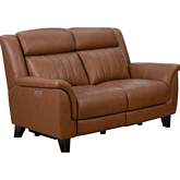 Kimball Power Reclining Loveseat w/ Power Head Rests in Homerun Cinnamon Brown Leather